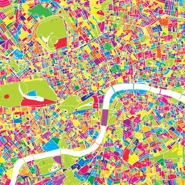 런던, 영국, 다채로운 벡터 지도 — 스톡 벡터