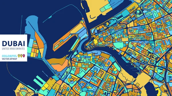 Dubai, Birleşik Arap Emirlikleri, renkli vektör Artmap — Stok Vektör