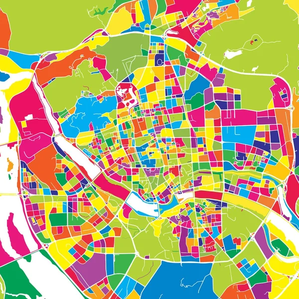 Fuzhou, China, mapa vetorial colorido — Vetor de Stock