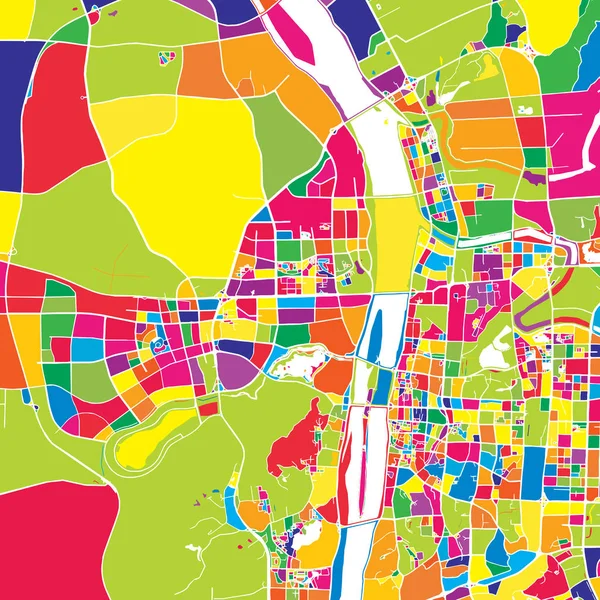 Changsha, Čína, barevné vektorové mapy — Stockový vektor