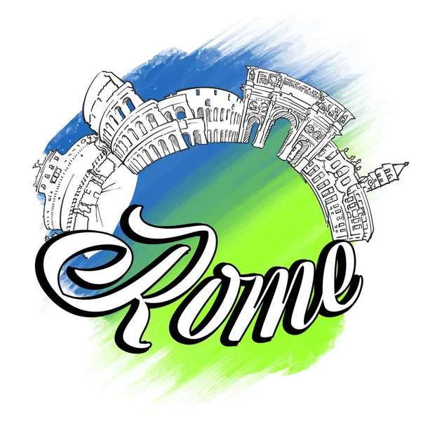 Rome Skyline zabytki Logo — Wektor stockowy