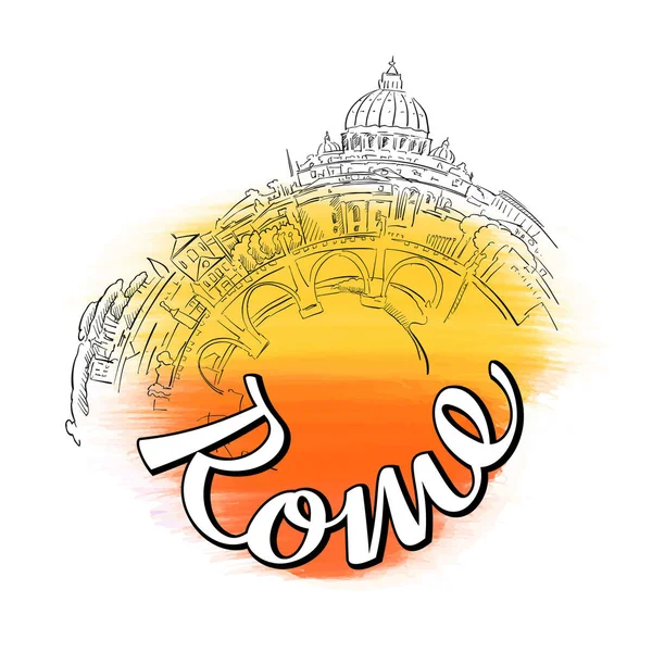 Logo de viaje de Roma Skyline — Archivo Imágenes Vectoriales