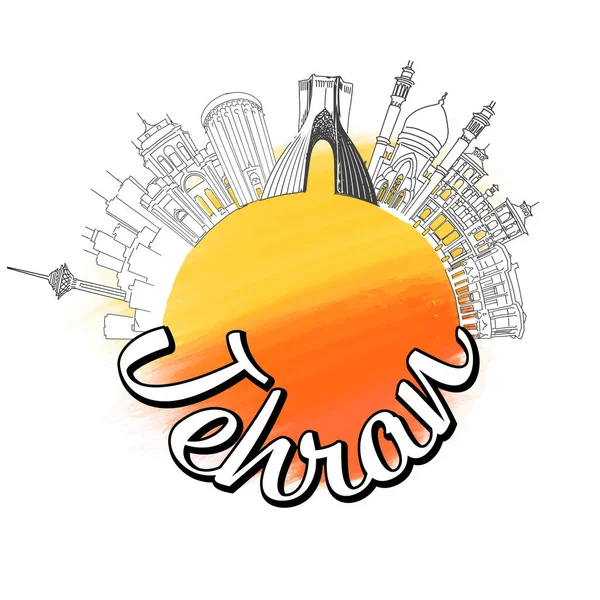 Teheran podróży logo szkic — Wektor stockowy