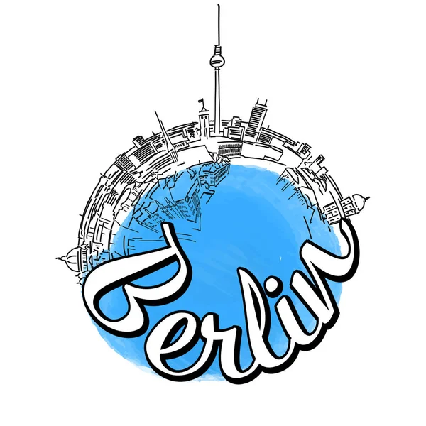 Berlin podróży logo szkic — Wektor stockowy