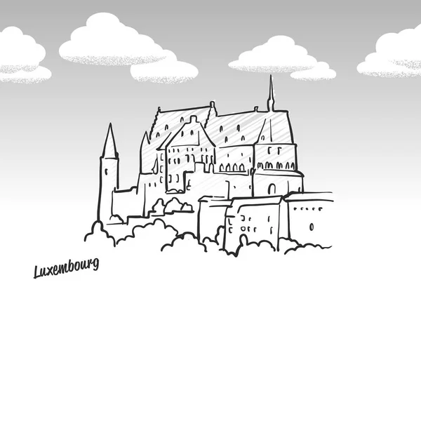 Luxembourg famous landmark sketch — Stock Vector