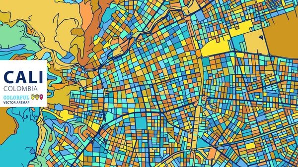 Cali, Kolombiya, renkli vektör Artmap — Stok Vektör