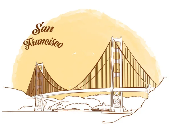 Schets van de Golden Gate Bridge — Stockvector