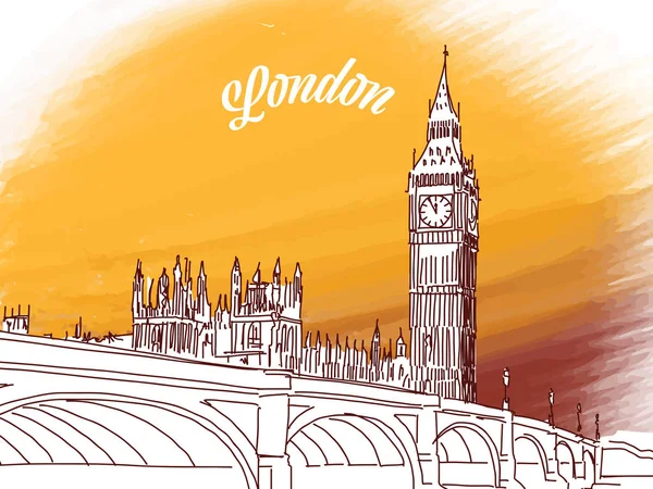 Skizze von Big Ben in London — Stockvektor