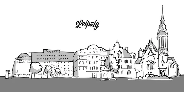 Bannière Panorama Leipzig — Image vectorielle