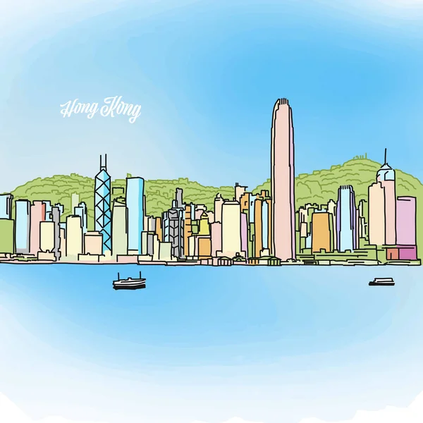 香港彩色全景横幅 — 图库矢量图片