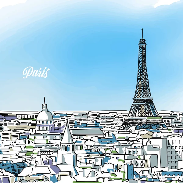 Paris Colored Panorama Banner — Stock Vector