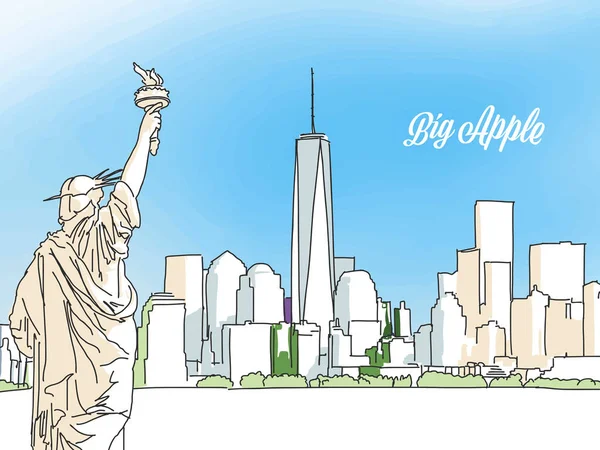 Νέα Υόρκη Big Apple Πανόραμα Banner — Διανυσματικό Αρχείο