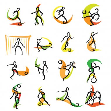 16 futbol Doodle simgeler kümesi