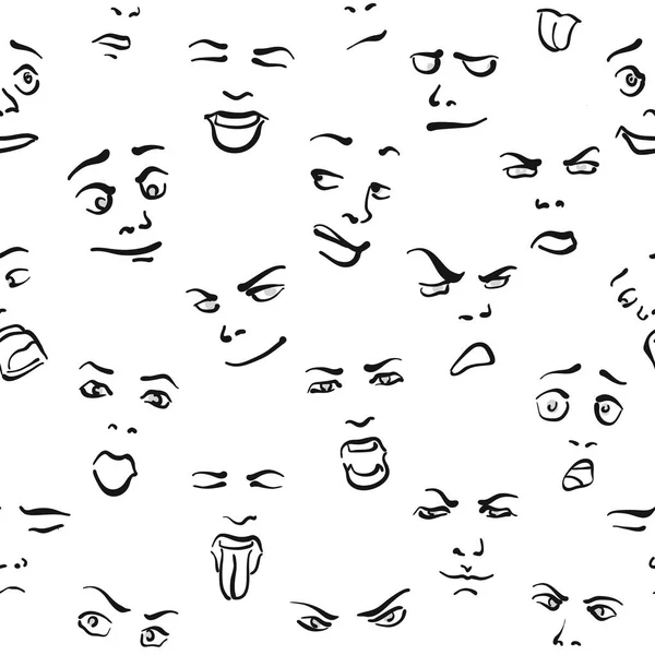 Nahtlose Reihe von Gesichtern — Stockvektor