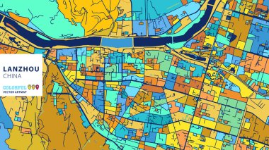 Lanzhou, Çin, renkli vektör Artmap