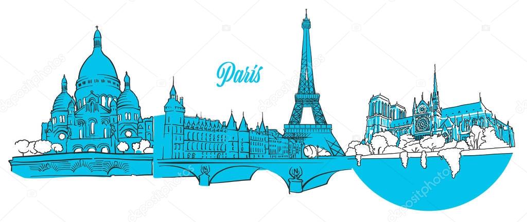 Paris Travel Landmarks Banner