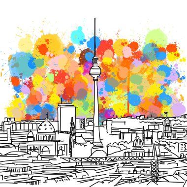 Colorful Berlin Skyline Sketch clipart