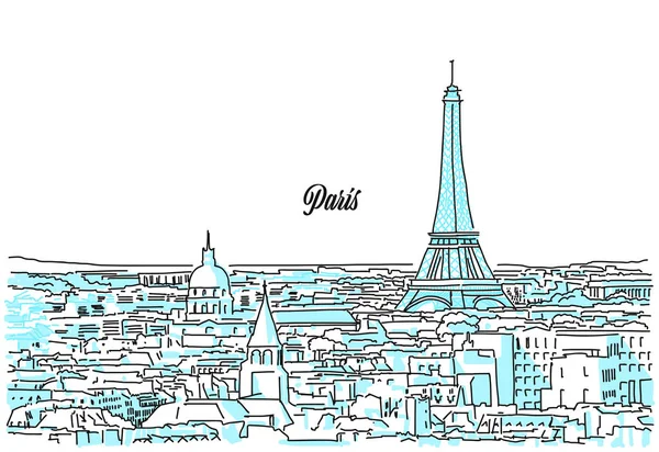 Bosquejo del paisaje urbano de París — Vector de stock