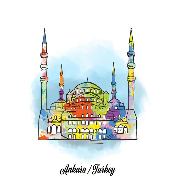 Signe coloré de mosquée ankara — Image vectorielle