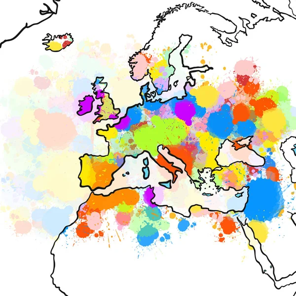 彩色画欧洲地图 — 图库矢量图片