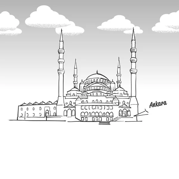 Ankara, Turkey famous landmark sketch — Stock Vector
