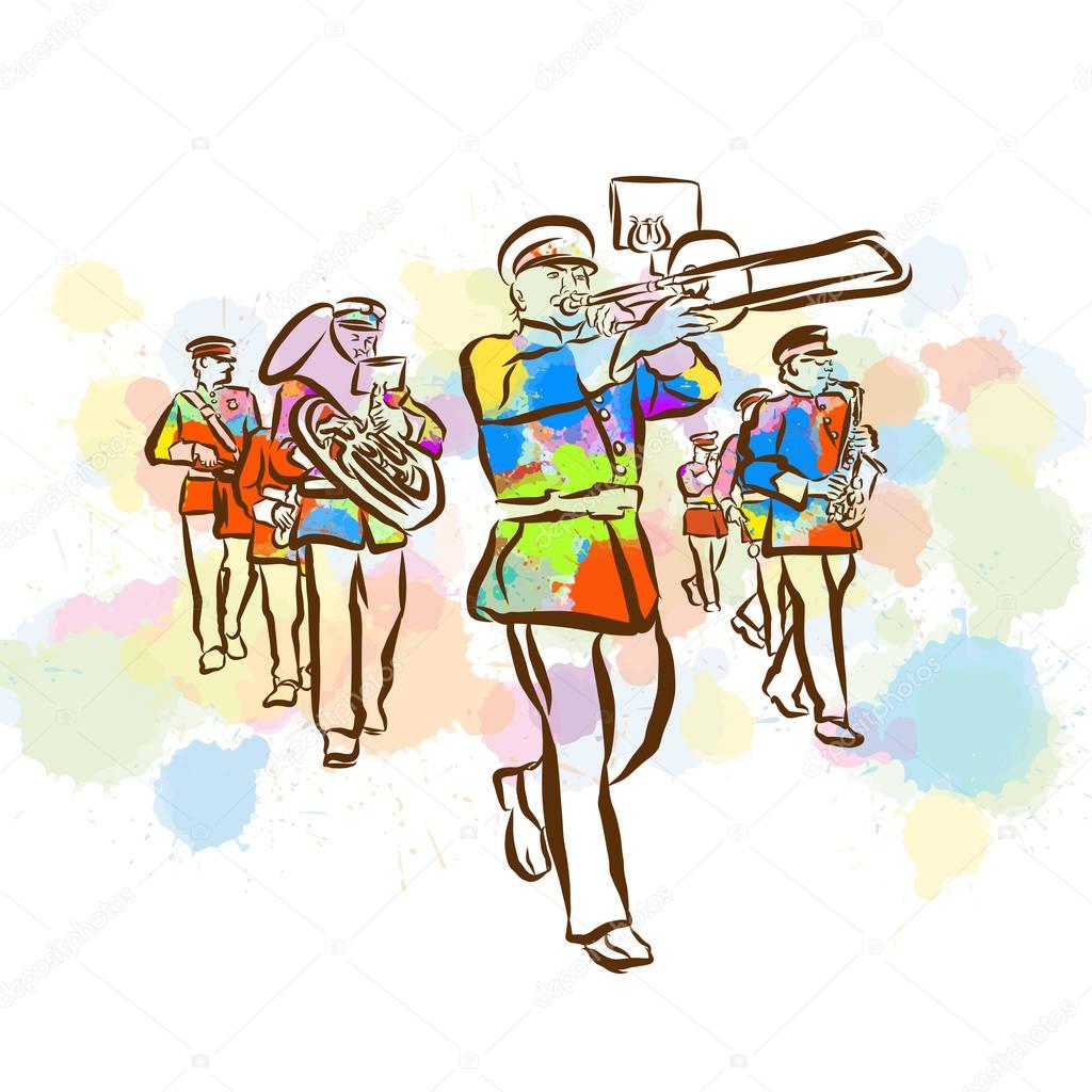 Colorful Marching Band Sketch