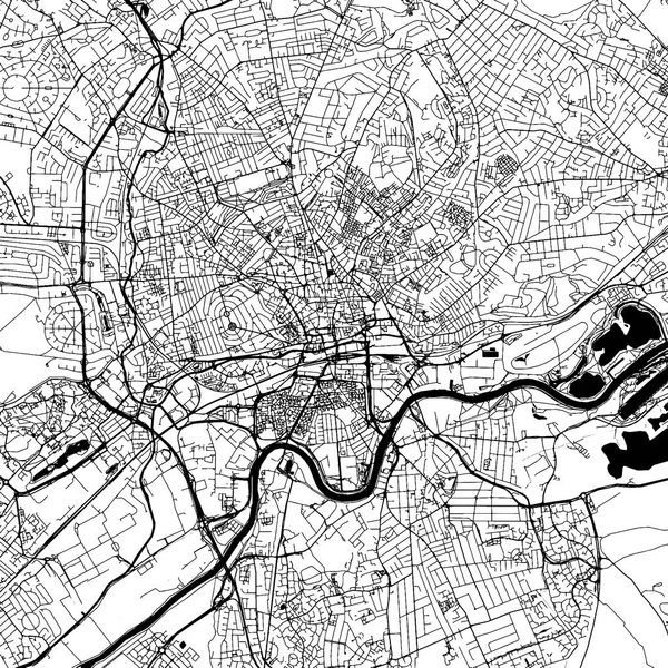 Mapa do vetor de Nottingham Downtown —  Vetores de Stock