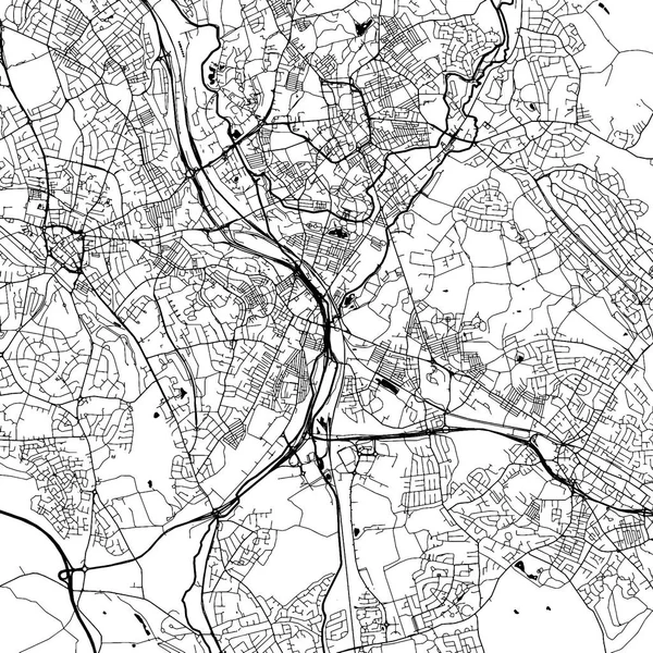 Stoke-on-trent Innenstadt-Vektorkarte — Stockvektor