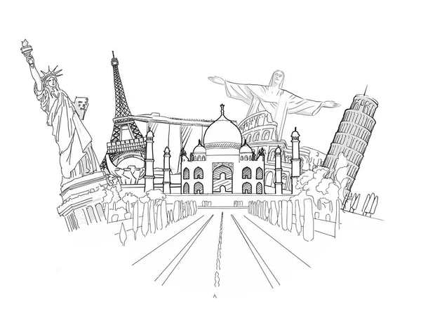 Viajar para o World Sketch —  Vetores de Stock