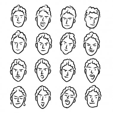 Duygusal kadın çizilmiş yüzler