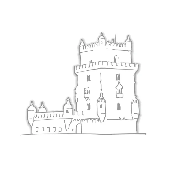 Lisboa Portugal Belem Tower Sketch — Vector de stock