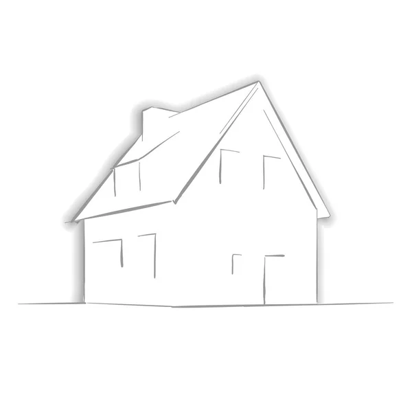 Little House Drawing by Hand — Stock Vector