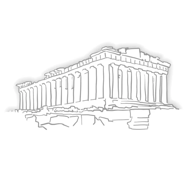 Grecia Acropoli Tempio Schizzo — Vettoriale Stock