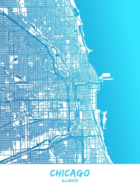 Chicago, Illinois - Mapa de diseño de póster — Archivo Imágenes Vectoriales
