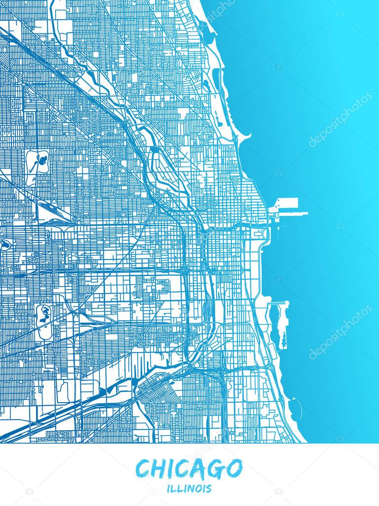 Chicago, Illinois - Map Poster Design