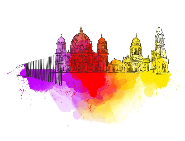 Berlin Allemagne Bannière historique colorée — Image vectorielle