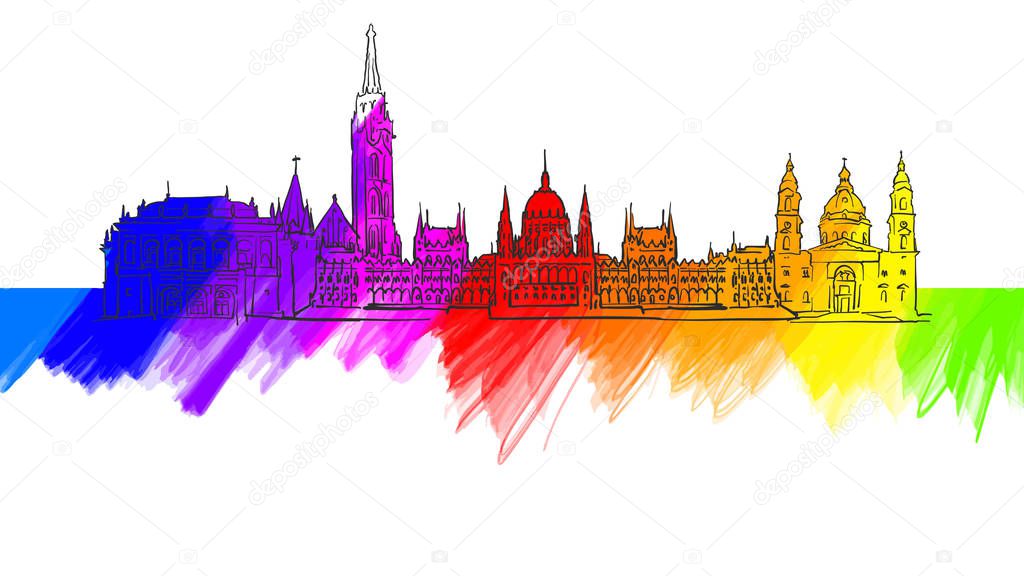 Budapest Colorful Landmark Banner