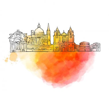 Valletta renkli Landmark afiş