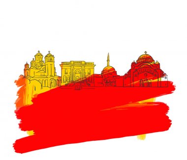 Belgrad renkli Landmark afiş