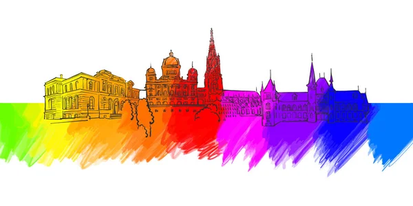 Bannière emblématique colorée de Berne — Image vectorielle