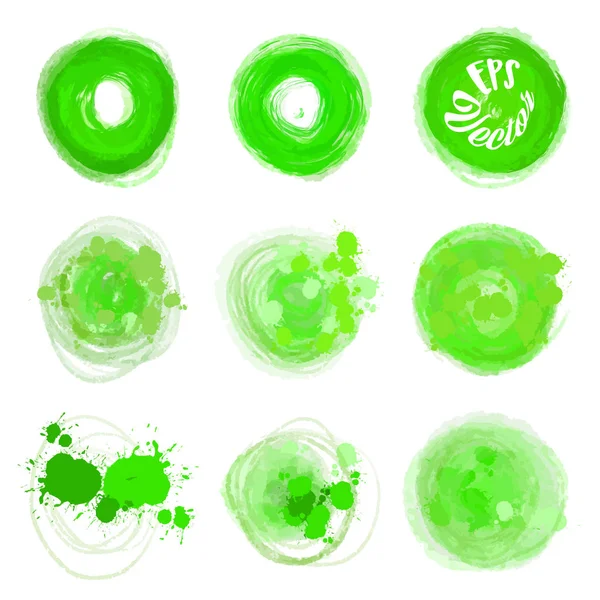 Мазки кистью зеленого векторного круга — стоковый вектор