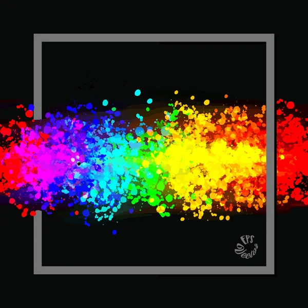Gotas coloridas nas cores do arco-íris com moldura — Vetor de Stock