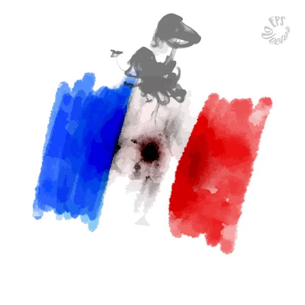 Drapeau de France avec trou de tir — Image vectorielle