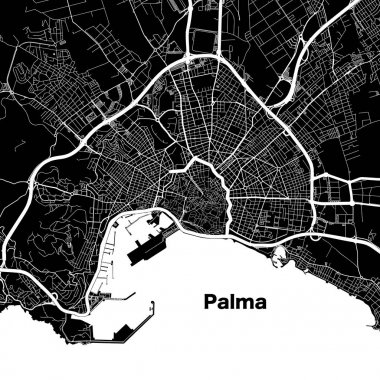 Palma de Mallorca kentsel vektör harita