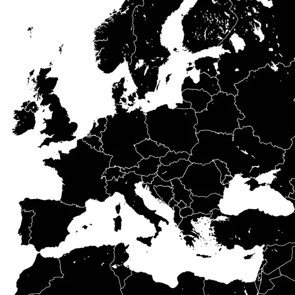 Mappa politica di Sihouette dell'Europa centrale — Vettoriale Stock