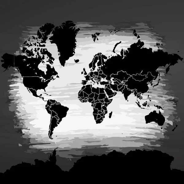 Political Sihouette of the World Artmap — Stock Vector