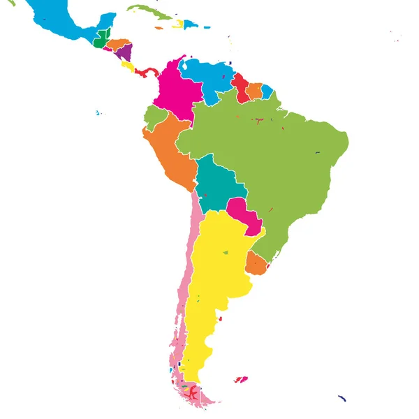 América del Sur mapa vectorial colorido — Vector de stock