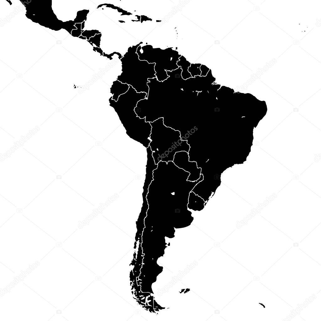 South America silhouette vector map