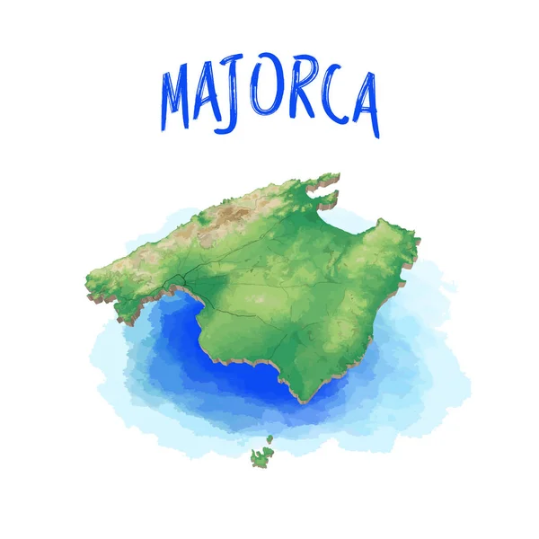 3D χάρτη της Μαγιόρκα — Διανυσματικό Αρχείο