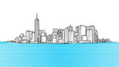 Картина, постер, плакат, фотообои "new york city skyline seen from new yersey", артикул 189039450
